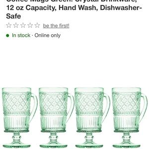 Green Crystal Coffee Mugs Set